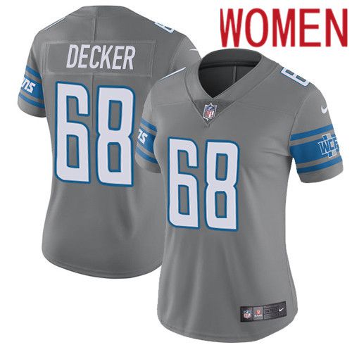 Women Detroit Lions #68 Taylor Decker Nike Grey Rush Vapor Limited NFL Jersey->women nfl jersey->Women Jersey